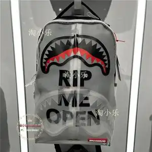 sprayground 专柜正品w0635708 /鲨鱼嘴印花透明潮牌双肩包男女