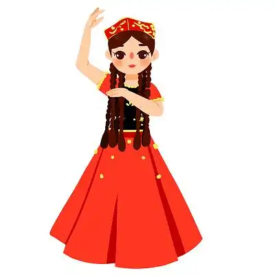 维吾尔族民族服饰卡通人物少数民族服装png素材卡通少数民族人数