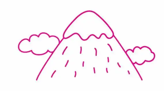 雪山简笔画的画法步骤教程