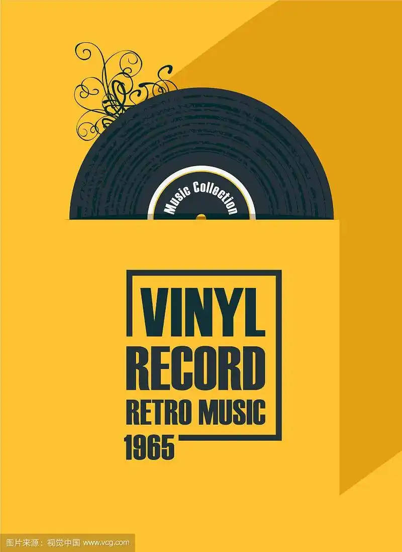 音乐海报与黑胶唱片在复古风格