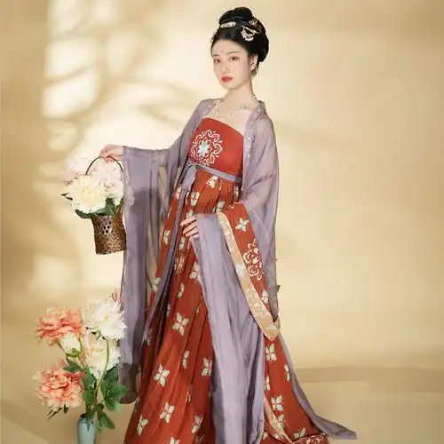 琵琶茗月萱唐制汉服女原创唐风刺绣诃子裙大汉服