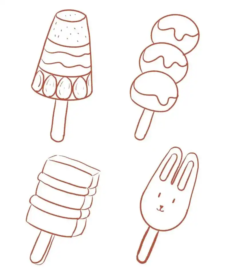 简笔画|雪糕简笔画 夏天来了,各种各样的雪糕都出来了,最近看到好多看