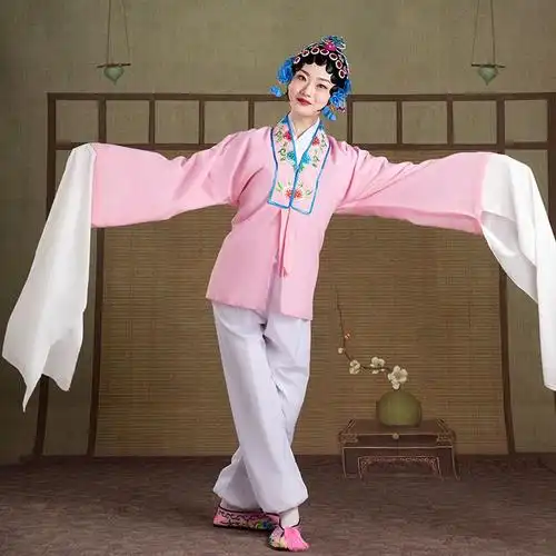 戏服越剧戏剧京剧黄梅戏服装戏曲练功服青衣花旦衣服练功水袖服装