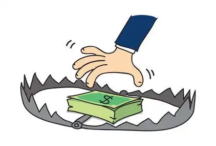 小丑金钱陷阱卡通金钱陷阱, 矢量照片