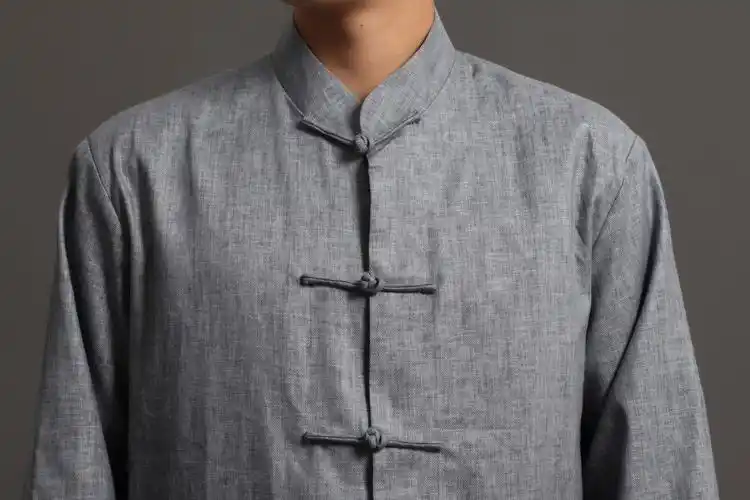 复古亚麻男士唐装秋装男士长袖棉麻中式汉服中国风立领居士服外套