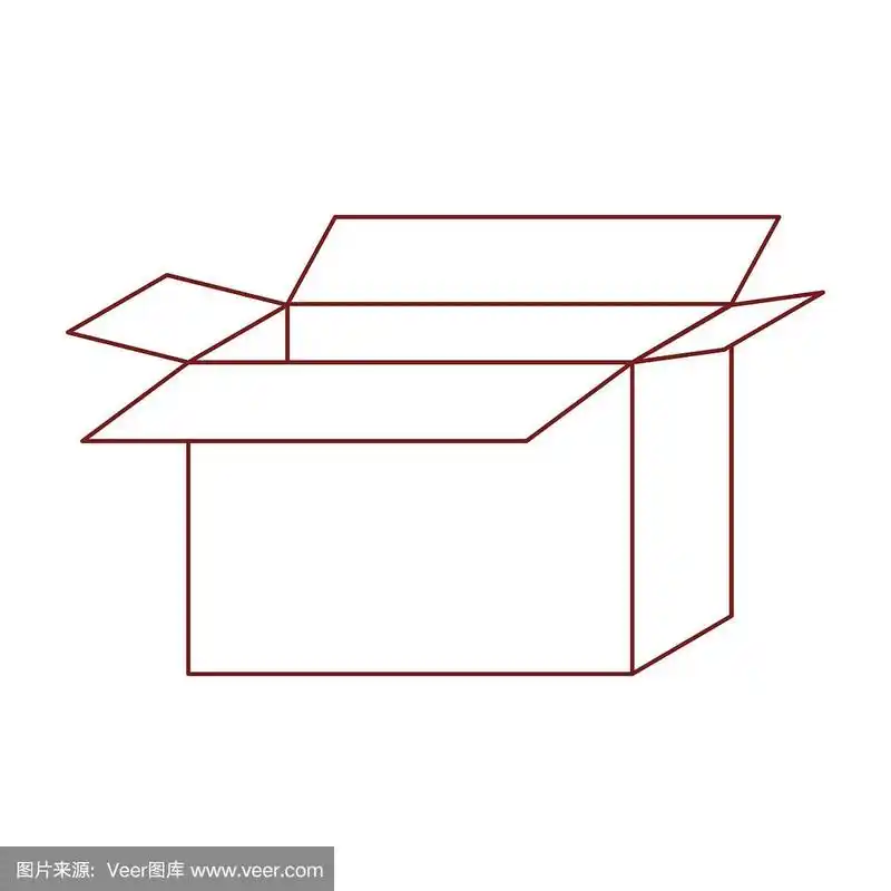 打开的纸板盒图标在暗红色的轮廓