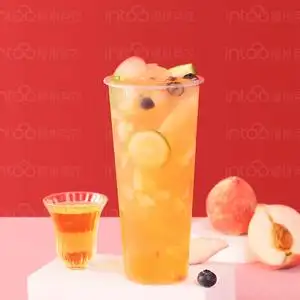 【白桃乌龙水果茶竖图】樱桃星球奶茶店冲调饮品灯箱高清海报图片