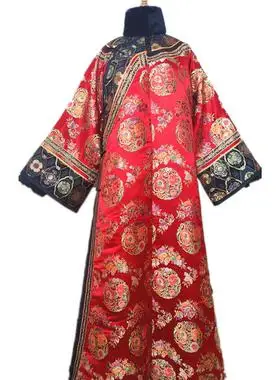 清朝旗装吉服古董衣 满族贵妃皇后正装 清装太后服故宫拍摄演出服