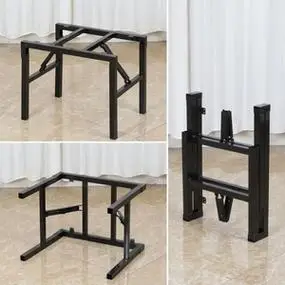 桌架小铁框支撑架折叠架培训桌折叠腿弹簧四方桌架子折叠桌腿支架