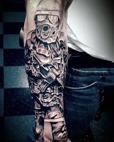 战争中的人物士兵纹身图案67
