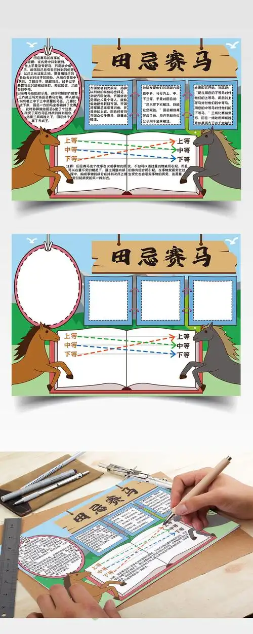 田忌赛马小报生活中的成语卡通电子手抄报
