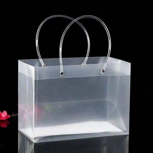 现货批发透明磨砂pp手提袋 塑料包装购物袋定制pvc饮料礼品袋