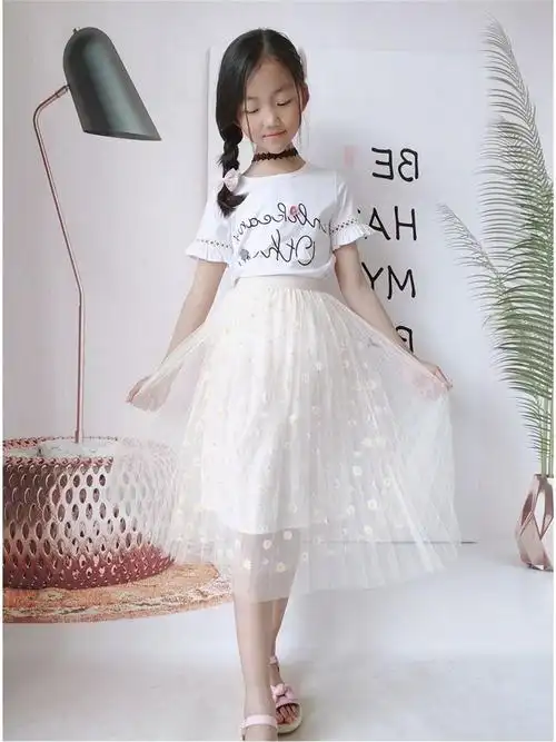 女童网纱半身裙适合412岁小女孩穿的印花小雏菊中大童高腰显瘦韩版百