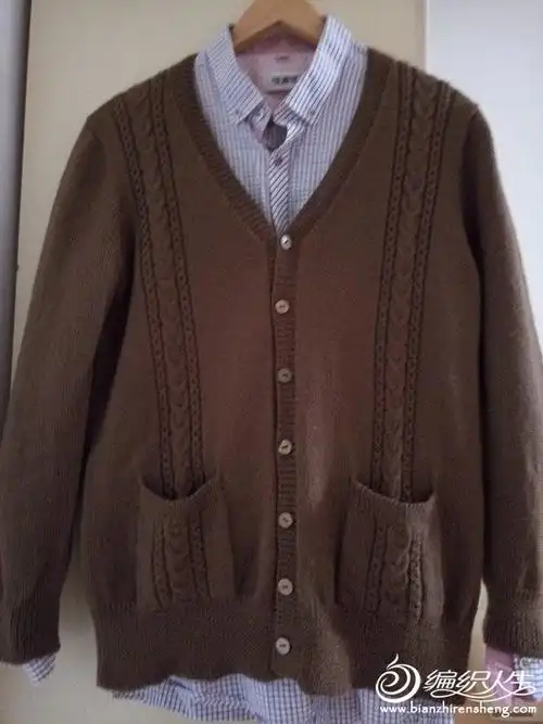 如山给父亲织的棒针羊毛开衫外套毛衣