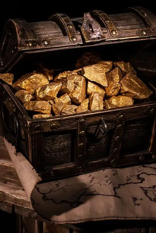 木制背景珠宝首饰盒宝藏