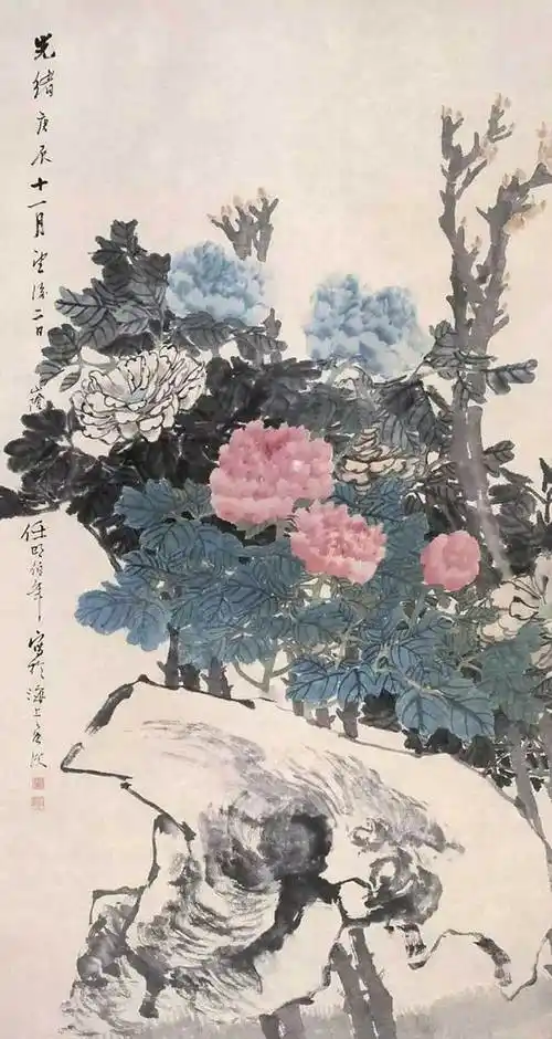 任伯年没骨花鸟作品欣赏-名人字画网