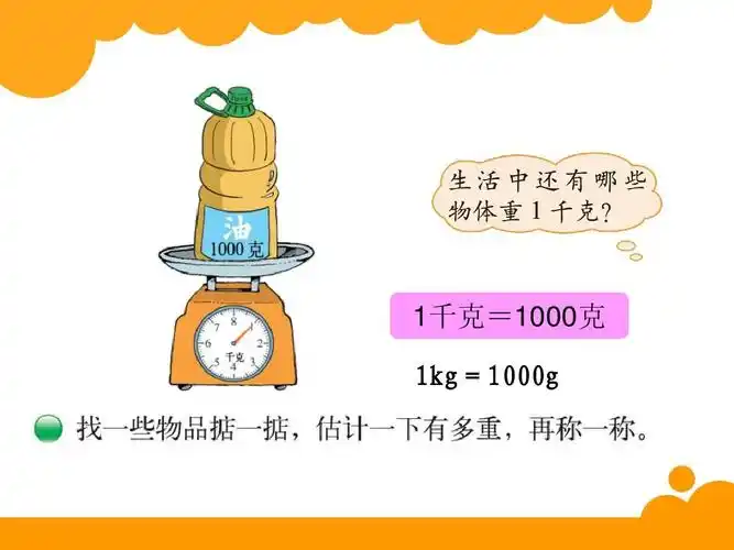 数学 北师大版小学三年级下册第四单元《有多重》(庞翠兰)ppt 1千克=