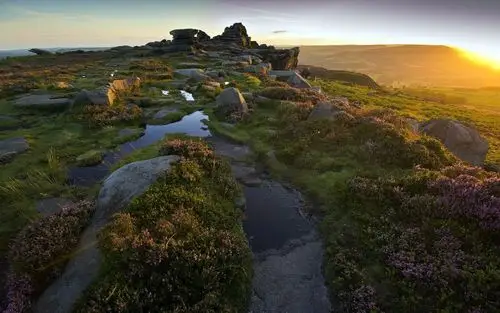 山,岩石,清晨,日出 壁纸