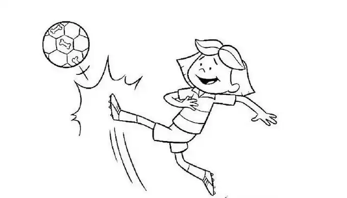 画小孩踢球简笔画