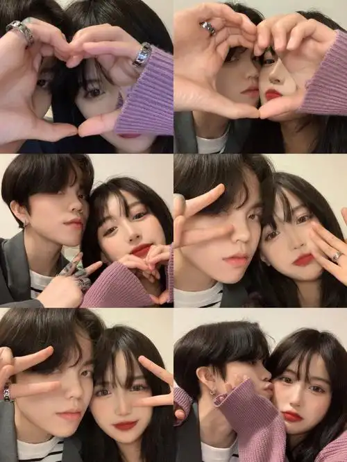 情侣拍照姿势拍了一组大头贴