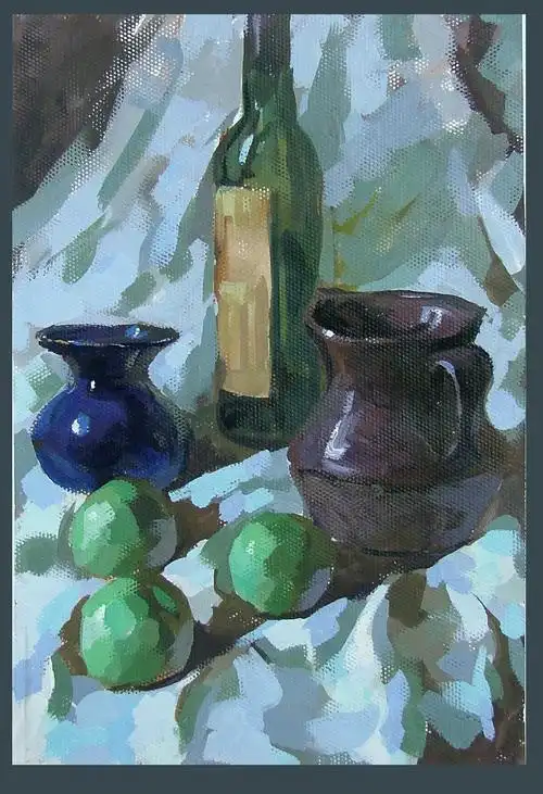 擅长油画,水粉画,水彩,书法,国画,鲍老师的画面中有很熟练且丰富的