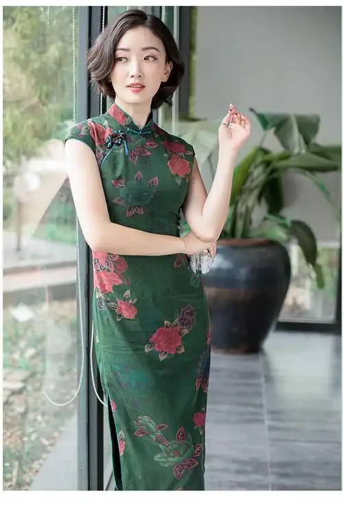 絮儿2019新款女夏季无袖中长款老上海旗袍改良版修身连衣裙