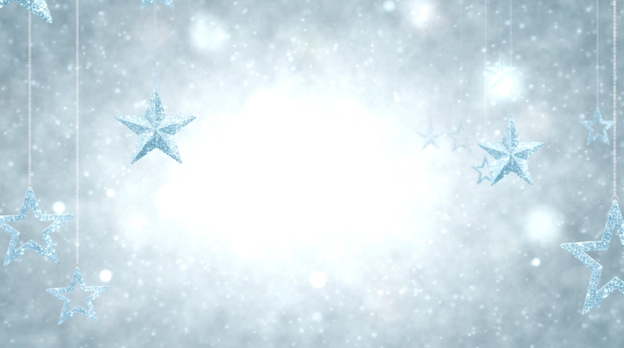 hd下载银色闪亮星星悬挂雪花飞舞圣诞节特效视频背景素材-92素材网