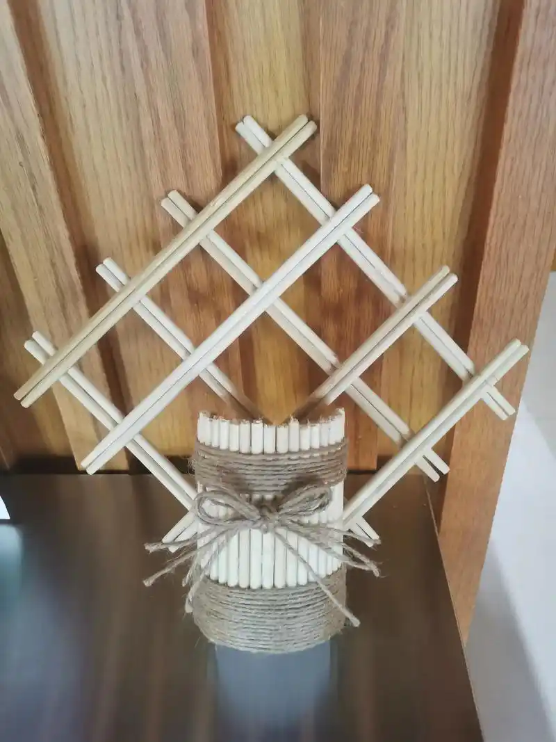 花篮为一次性筷子废物利用 只为打造纯手工#钩织毛线 毛线花 - 抖音