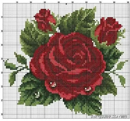 十字绣图美丽的玫瑰花绣花图喜欢就抱走吧