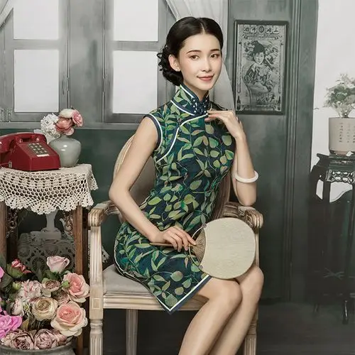 红馆旗袍2022女雪纺桑蚕丝日常改良中长款复古民国老上海画堂春