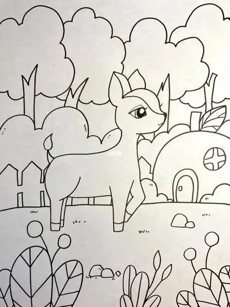 strong>动物 /strong>风景组合简笔画图森林动物的场景简笔画