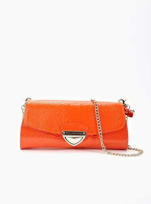 保罗名莎女款鳄鱼纹漆皮手拿/单肩包650-7015