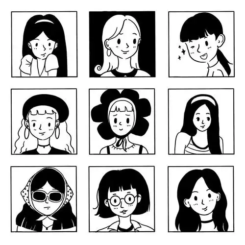 简笔黑白人物头像