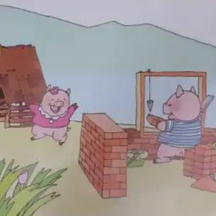 三只小猪盖房子简笔画四格