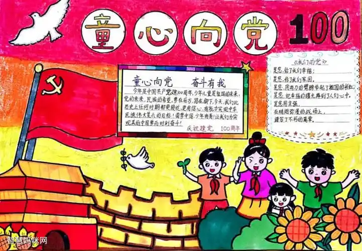 童心向党庆百年主题手抄报