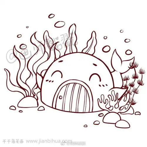 小场景之海底世界简笔画