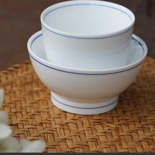 学家简约蓝边饭碗景德镇高温青花陶瓷瓷碗单个碗