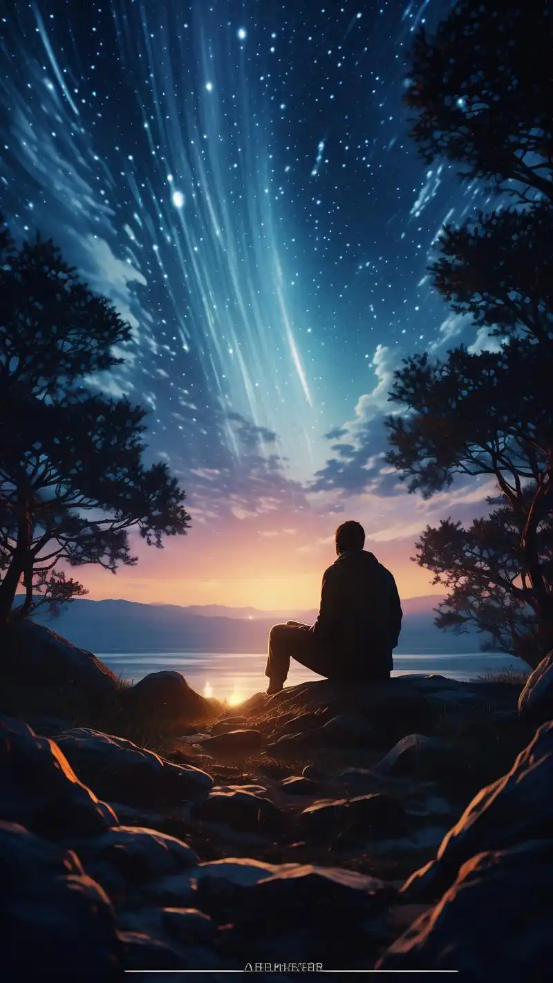 孤独星空夜,一人赏星时90 在寂静的夜晚,独自一人仰望星空,仿佛能与