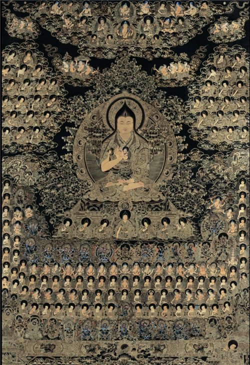 宗喀巴上师供奉图(黑金) 78cm x114cm 2007年