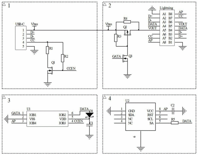 一种支持pd快充的苹果数据线电路