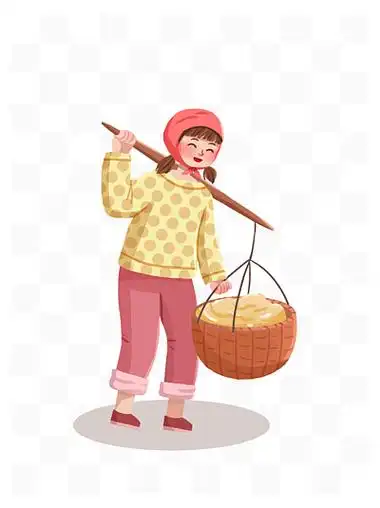 干活农活劳动人物元素1914513春天手绘古风卡通人物农耕夫妻与耕牛趣