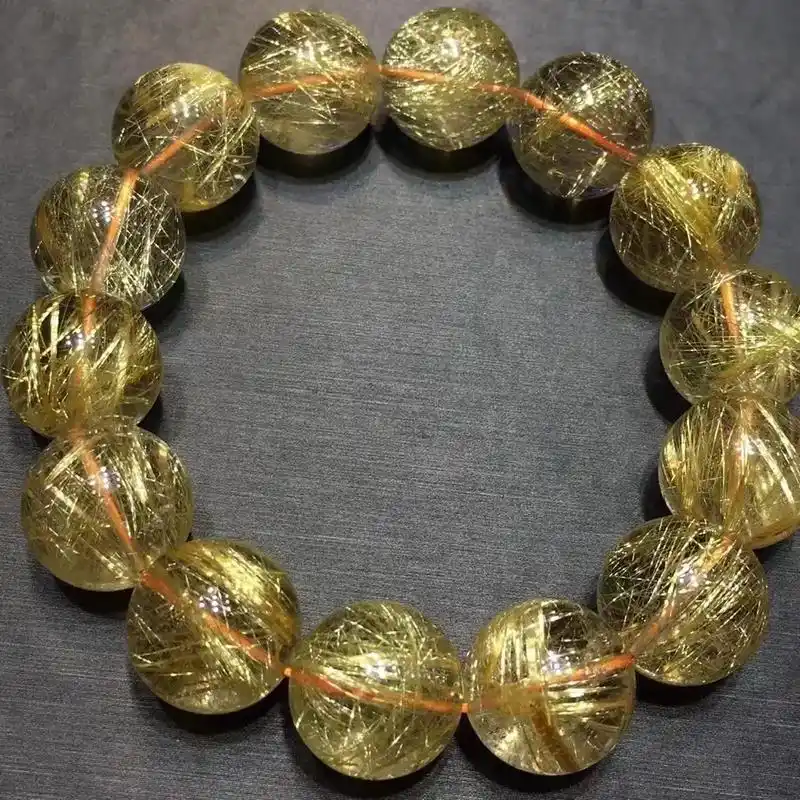 精选金发晶钛晶大颗粒手链