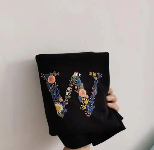 姓氏字母w手工diy刺绣t恤