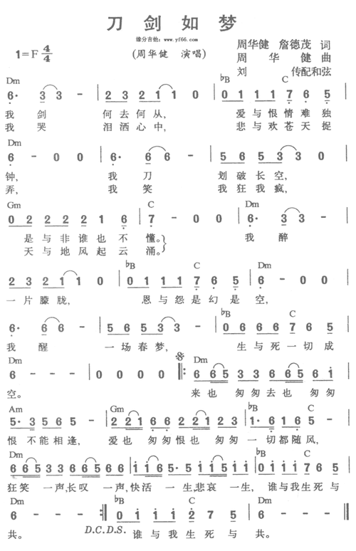 【刀剑如梦简谱】刀剑如梦简谱