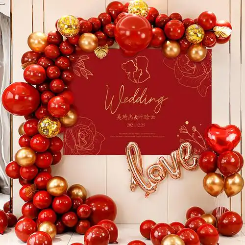 订婚婚宴背景墙婚庆场景婚礼布置装饰中式复古背景布类