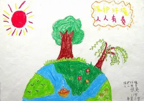 保护环境简笔画绿色