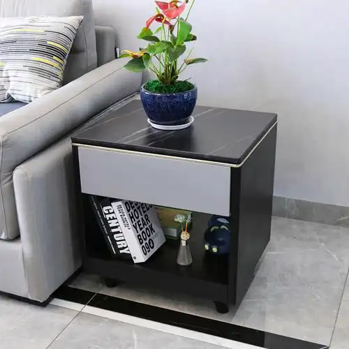 轻奢岩板角现代简约客厅沙发储物边柜小户户型方几角几