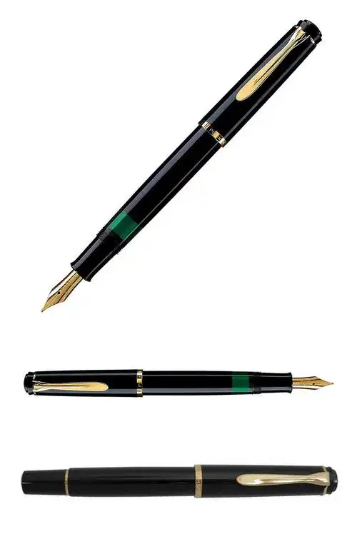 pelikan百利金classic m200树脂笔杆镀金笔尖墨水笔钢笔黑色f尖