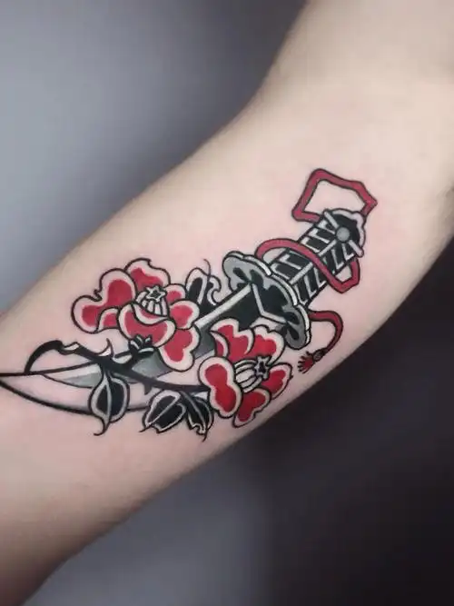 一把刀_纹身图案手稿图片_雕竹的纹身作品集