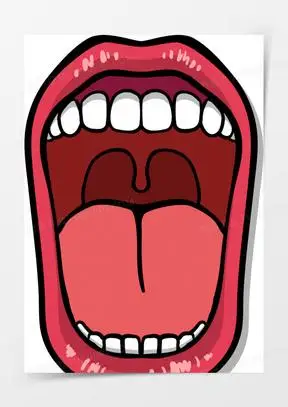矢量手绘张大的嘴巴